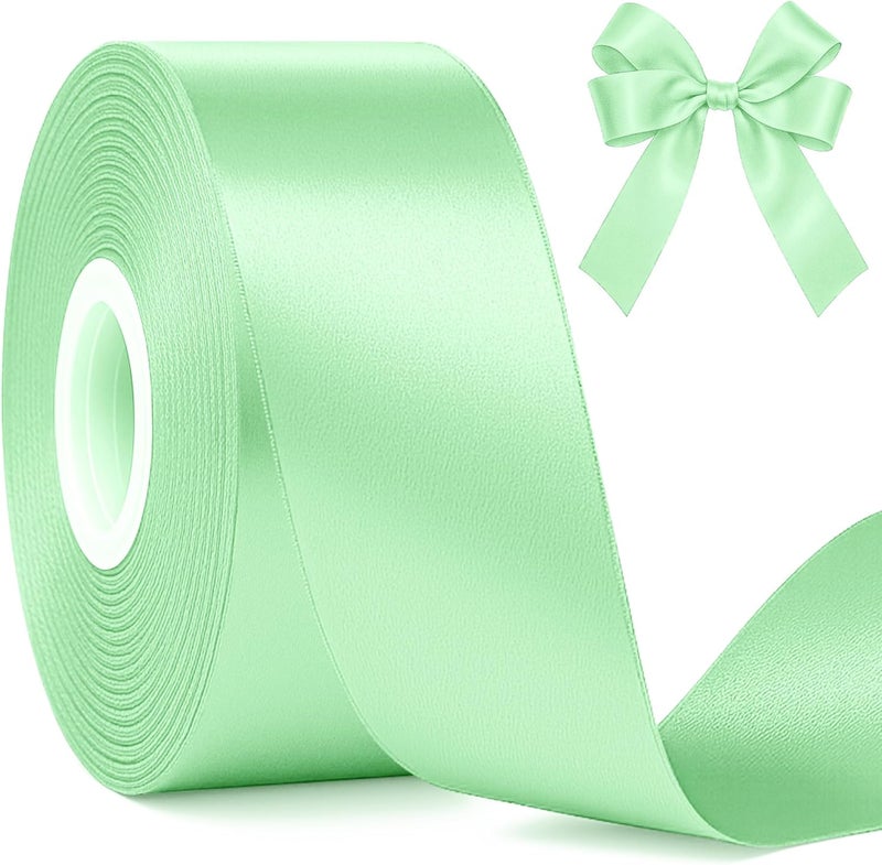 Fullive 1 1/2 Inch Apple Green Satin Ribbon, 30Yards Ribbon for Gift Wrapping, Polyester Christmas Tree Ribbons for Birthday Easter Christmas Decorations DIY Bows Wrapping Bouquet Floral Arrangements - Image 1
